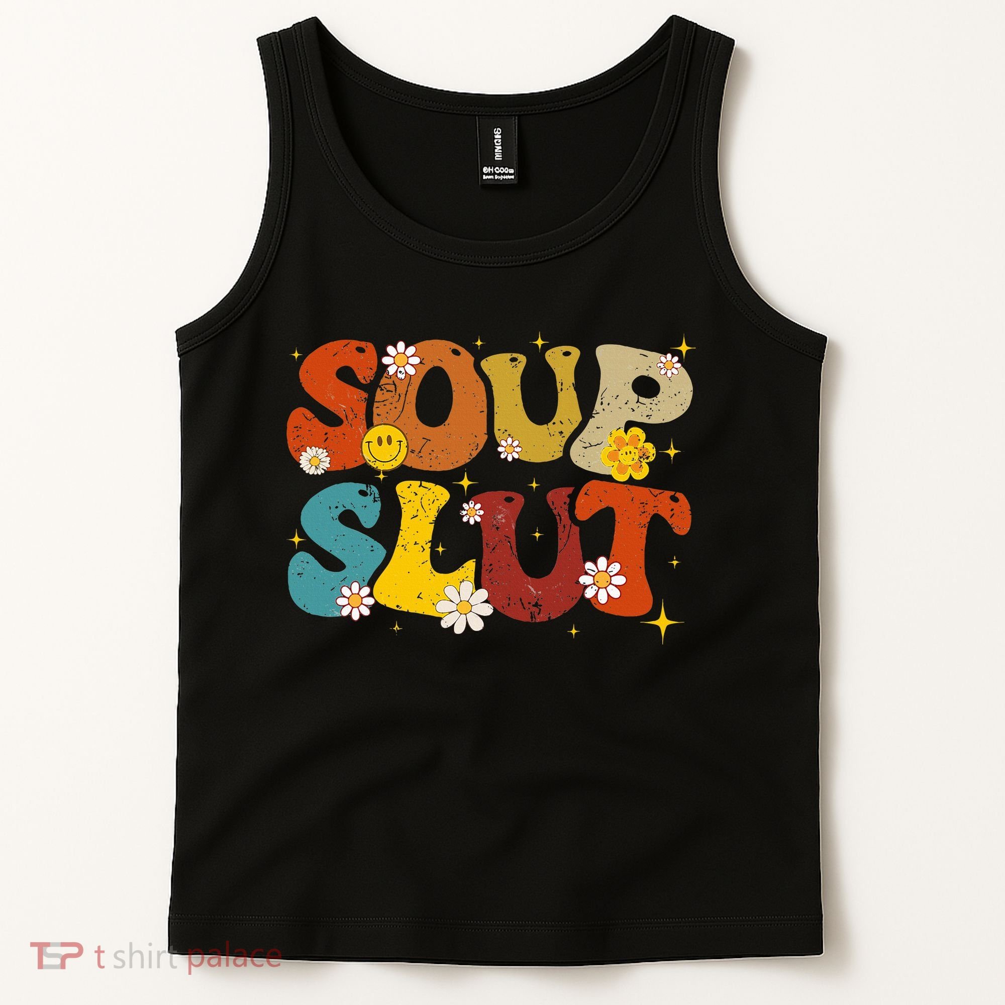 Soup Slut Groovy Sarcastic Funny Saying Christmas Tank Top