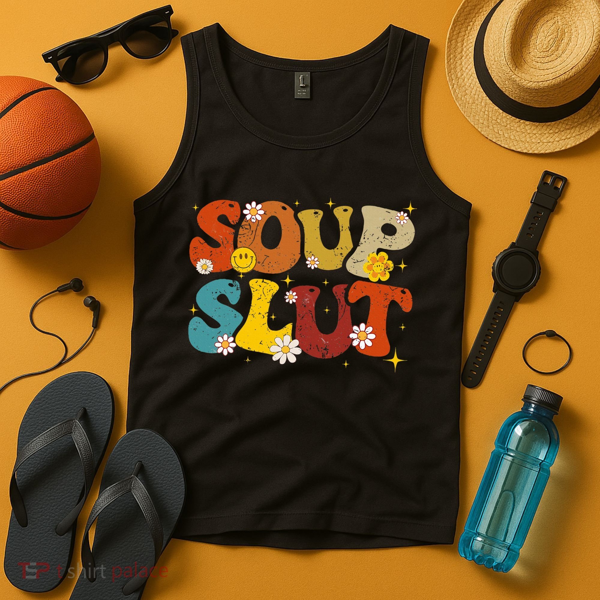Soup Slut Groovy Sarcastic Funny Saying Christmas Tank Top