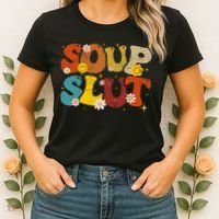 Soup Slut Groovy Sarcastic Funny Saying Christmas Women's T-Shirt thumb 2