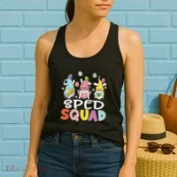 Sped Squad Gnome Eggs Teacher Student Easter Day Women's Tank Top thumb 2