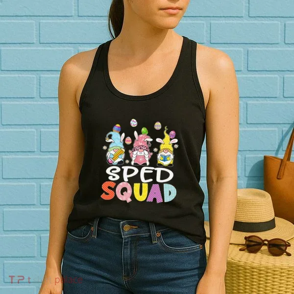Sped Squad Gnome Eggs Teacher Student Easter Day Women's Tank Top