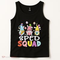Sped Squad Gnome Eggs Teacher Student Easter Day Tank Top thumb 2