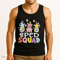 Sped Squad Gnome Eggs Teacher Student Easter Day Tank Top thumb 3