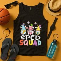 Sped Squad Gnome Eggs Teacher Student Easter Day Tank Top thumb 4