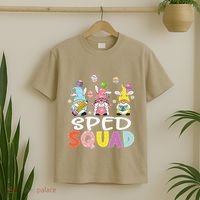 Sped Squad Gnome Eggs Teacher Student Easter Day T-Shirt thumb 2