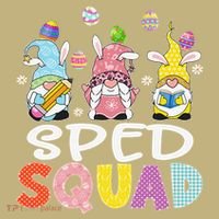 Sped Squad Gnome Eggs Teacher Student Easter Day T-Shirt thumb 7