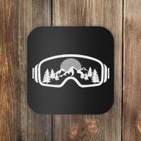 Ski Snowboard Goggles Skiing Snow Mountain Winter Gift Coaster thumb 0