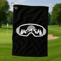 Ski Snowboard Goggles Skiing Snow Mountain Winter Gift Golf Towel thumb 1