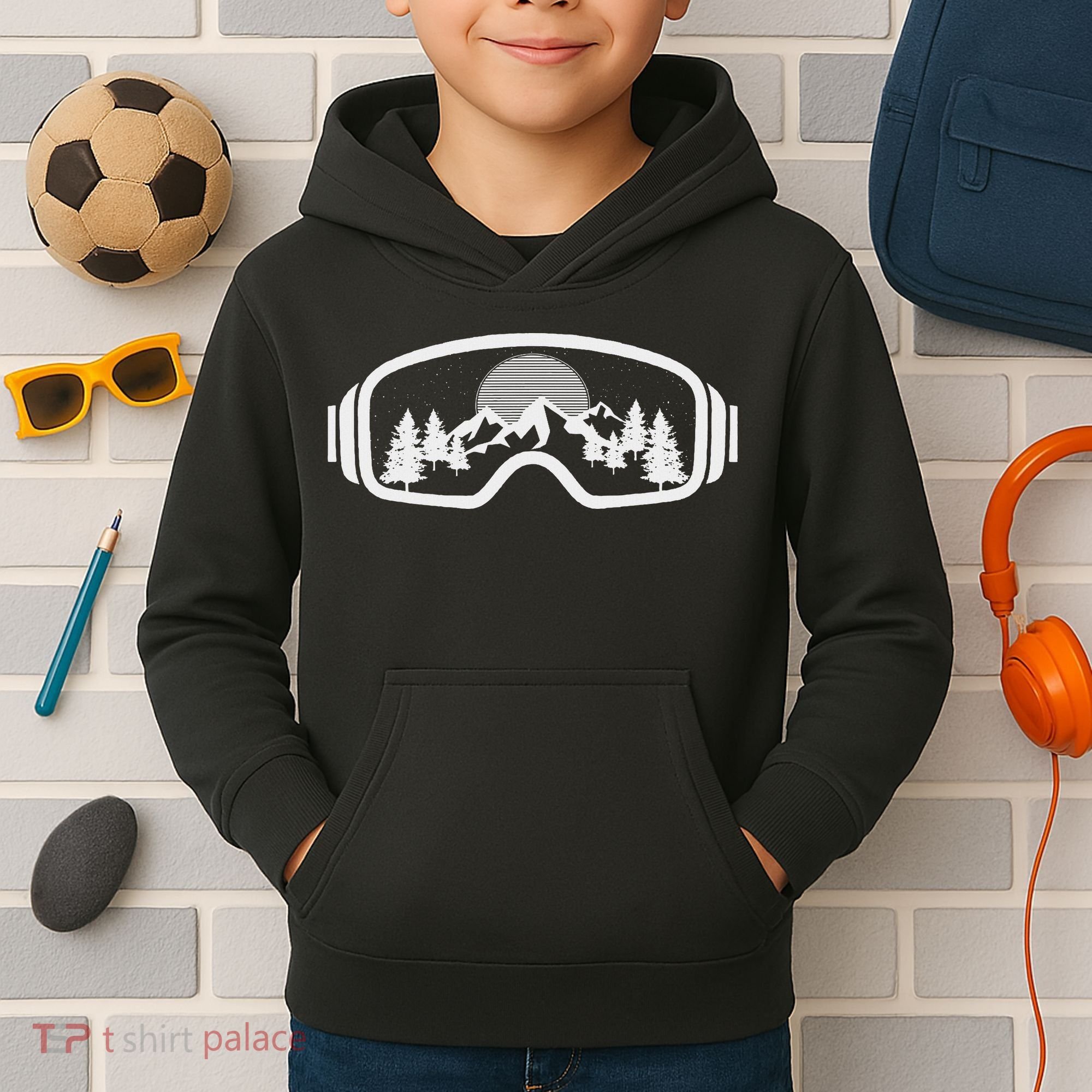 Ski Snowboard Goggles Skiing Snow Mountain Winter Gift Kids Hoodie