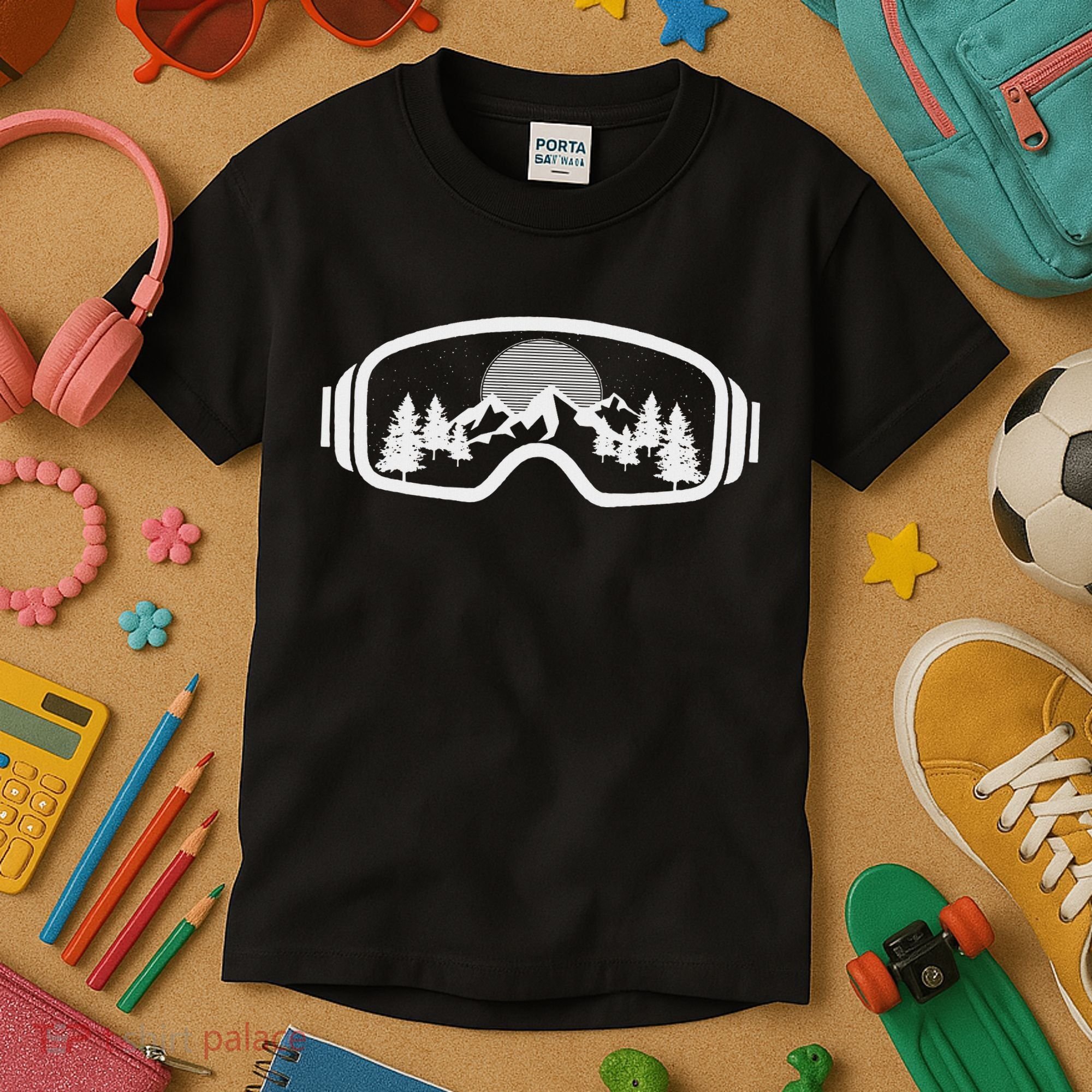 Ski Snowboard Goggles Skiing Snow Mountain Winter Gift Kids T-Shirt