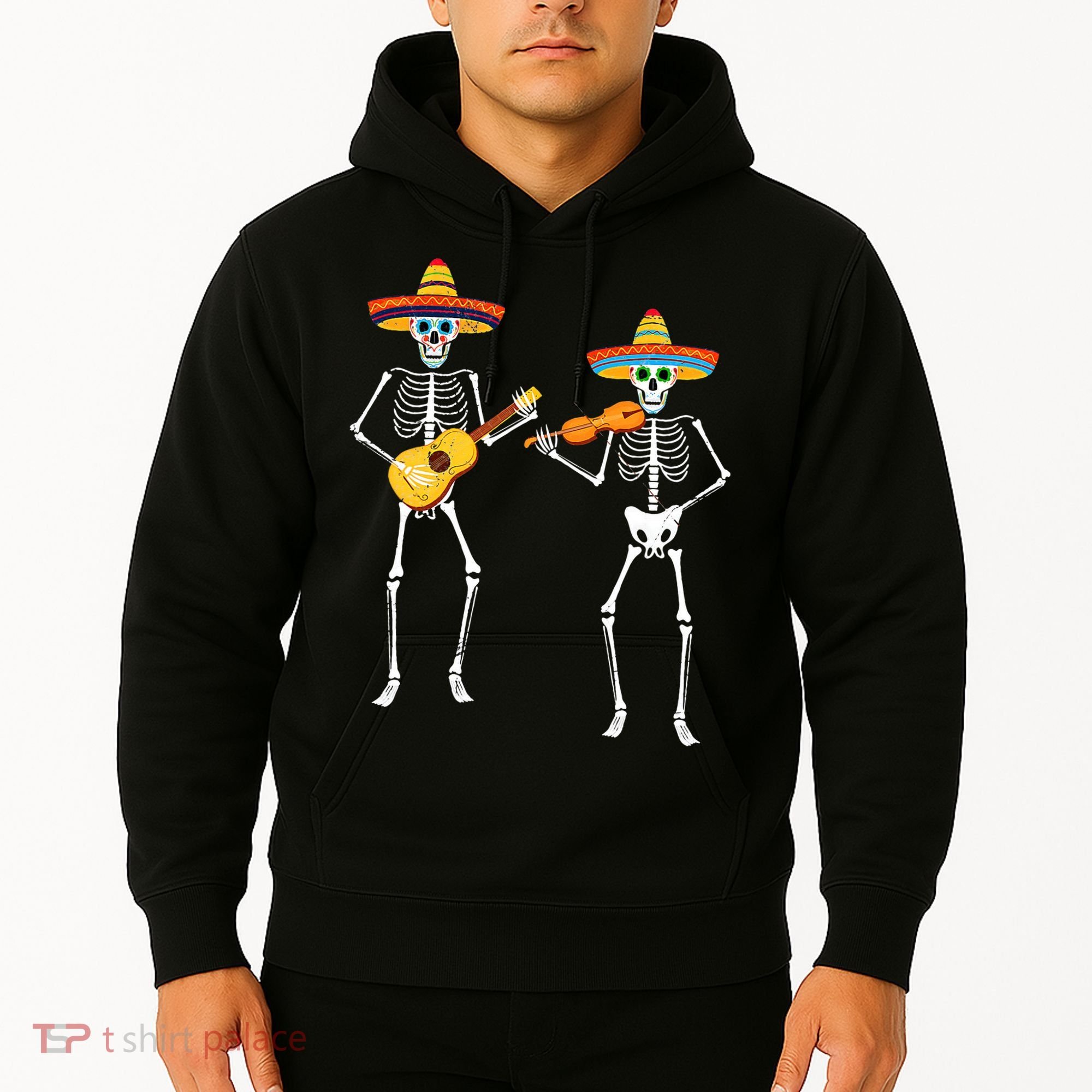Skeleton Sombreros Guitar Fiesta Cinco De Mayo Hoodie