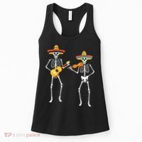 Skeleton Sombreros Guitar Fiesta Cinco De Mayo Women's Tank Top thumb 0
