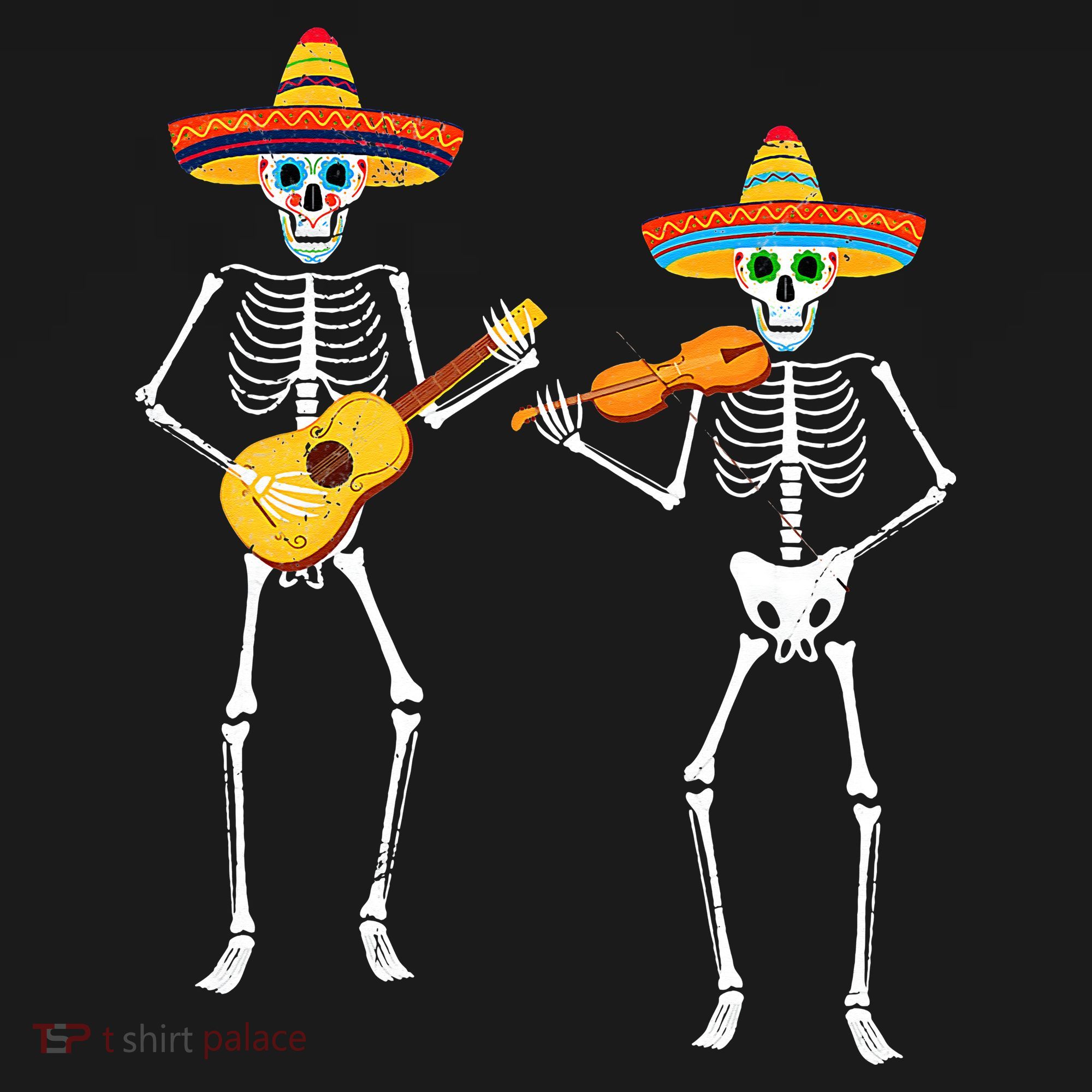 Skeleton Sombreros Guitar Fiesta Cinco De Mayo Women's Tank Top