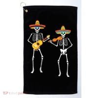 Skeleton Sombreros Guitar Fiesta Cinco De Mayo Golf Towel thumb 0