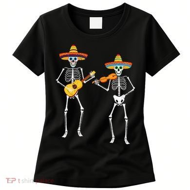Skeleton Sombreros Guitar Fiesta Cinco De Mayo Women's T-Shirt