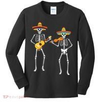 Skeleton Sombreros Guitar Fiesta Cinco De Mayo Kids Long Sleeve Shirt thumb 0