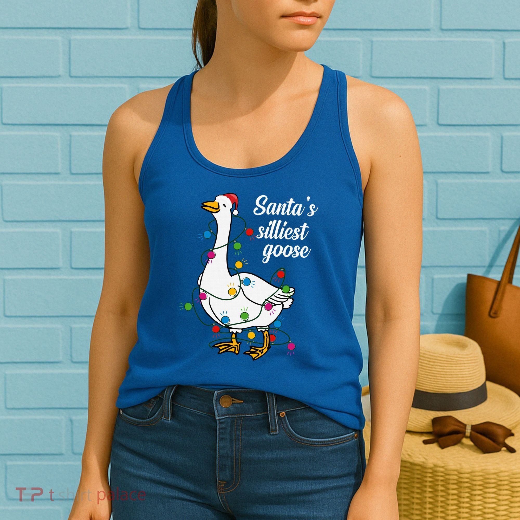 Santa’s silliest goose Funny Christmas Family  Women's Tank Top