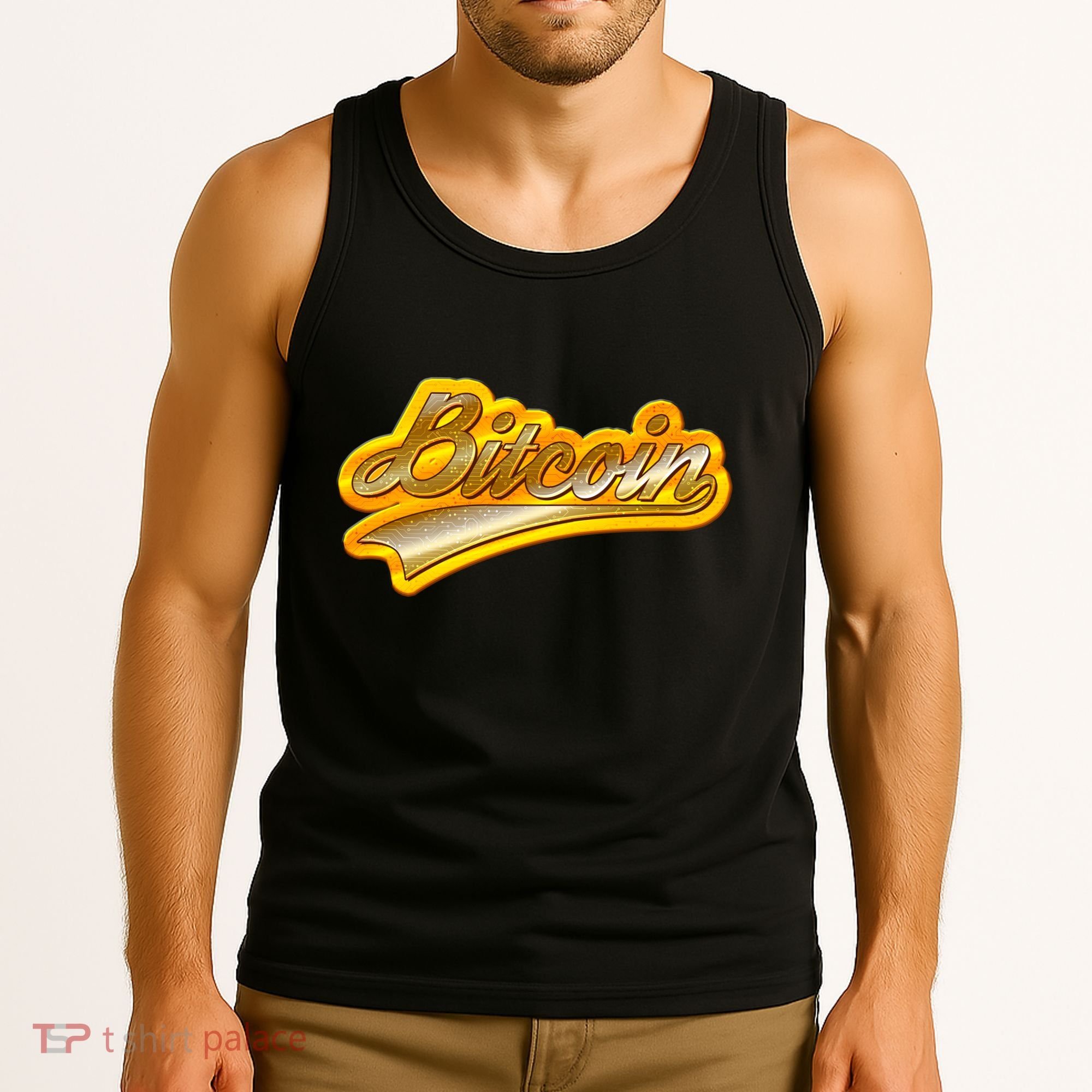 Sporty Style Gold Bitcoin Tank Top