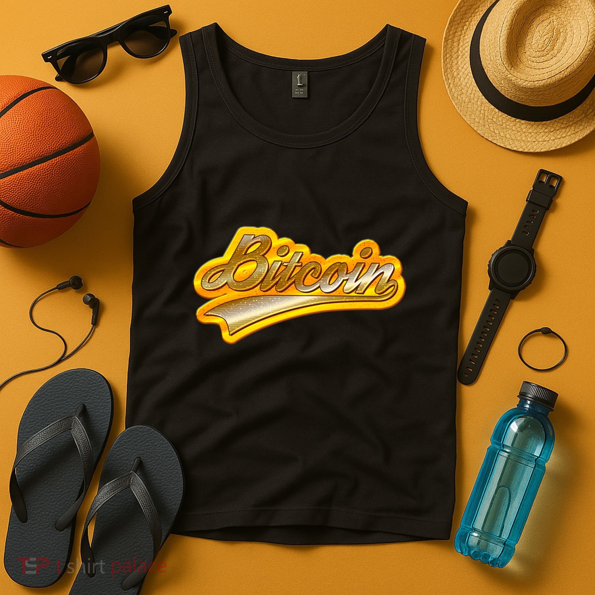 Sporty Style Gold Bitcoin Tank Top
