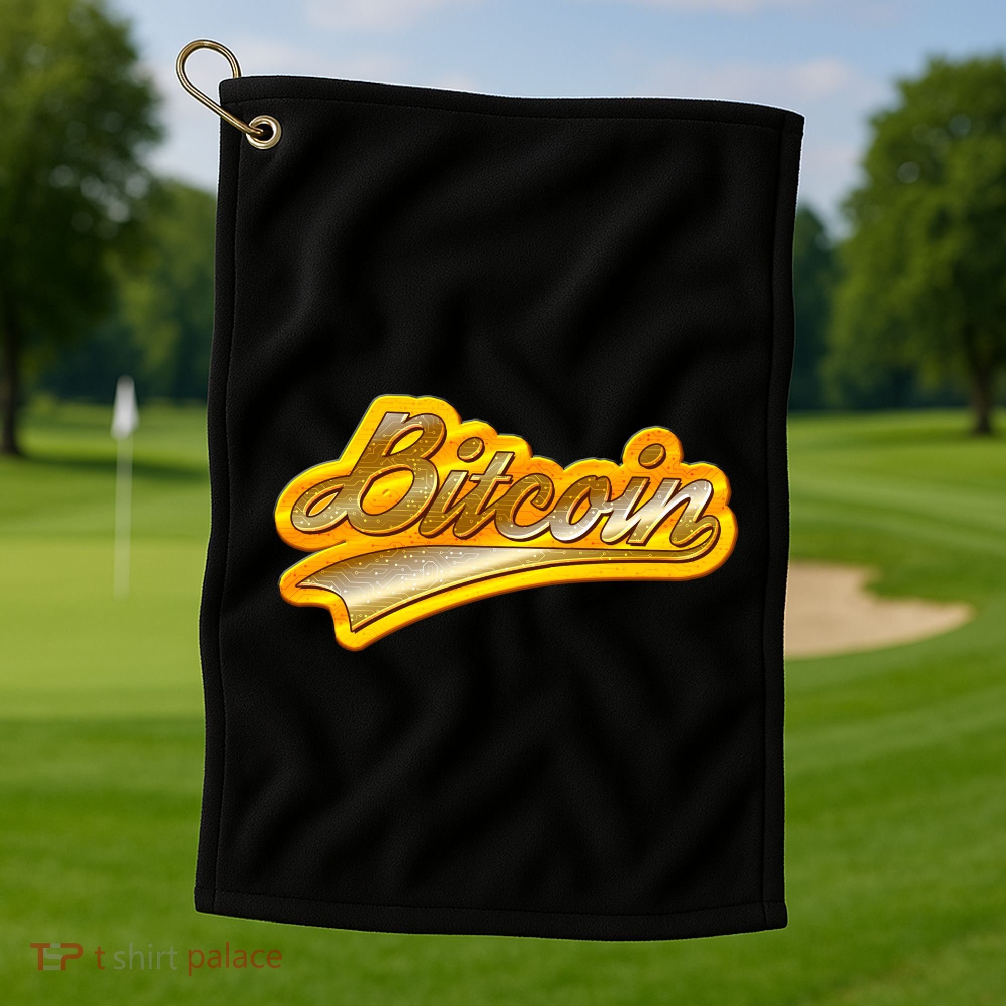 Sporty Style Gold Bitcoin Golf Towel