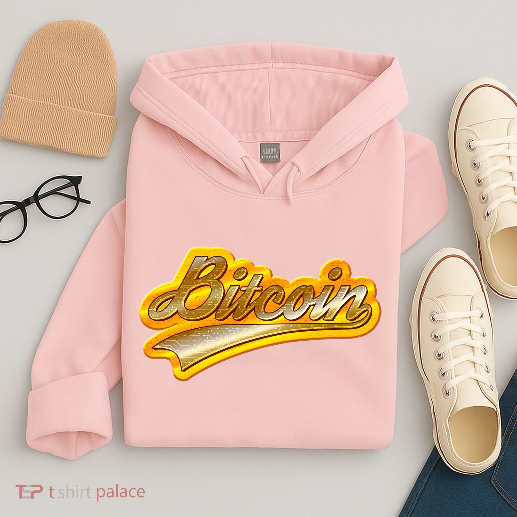 Sporty Style Gold Bitcoin Hoodie