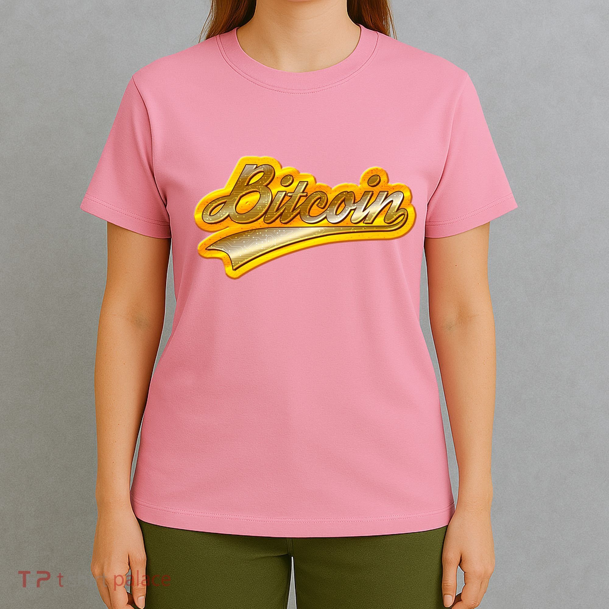 Sporty Style Gold Bitcoin T-Shirt