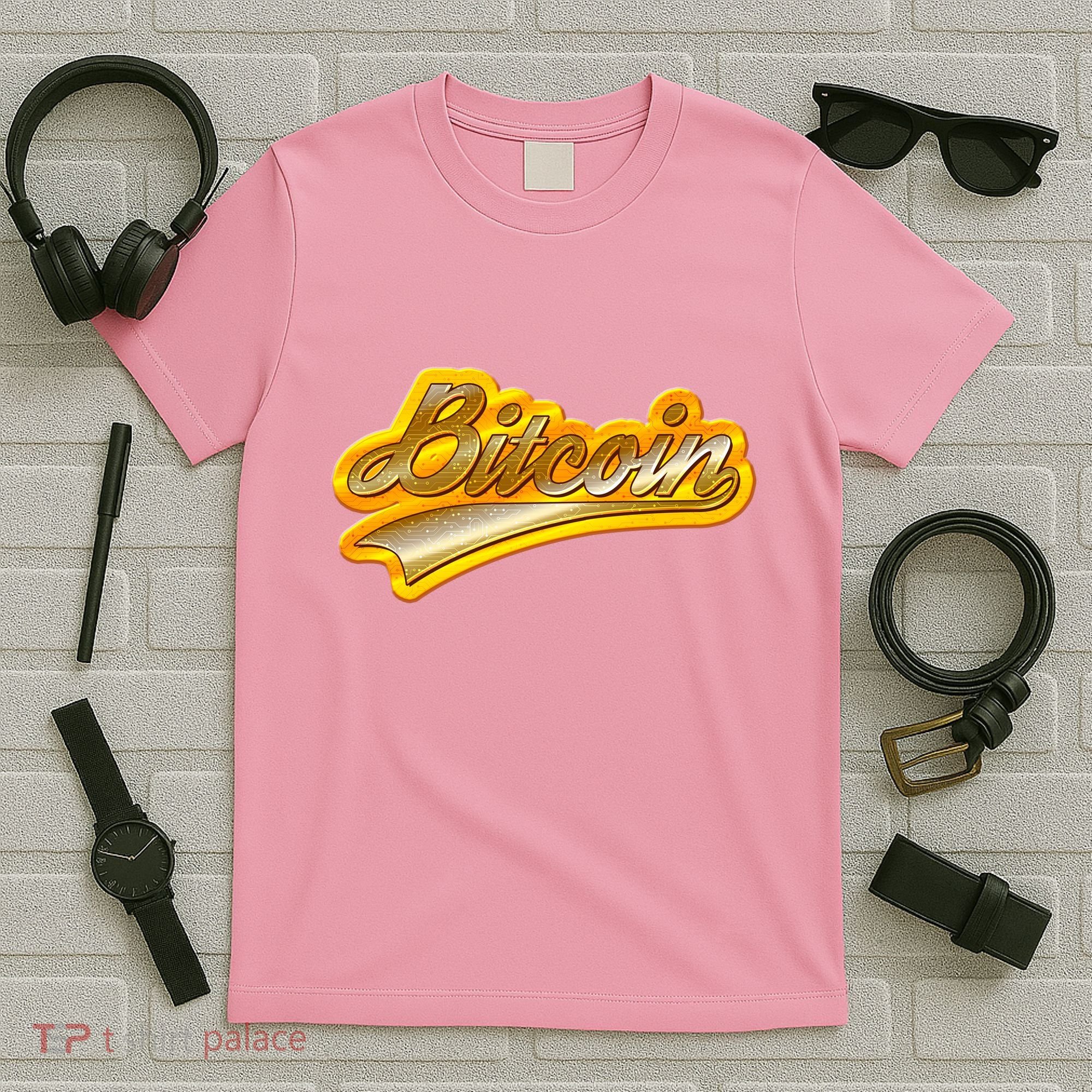 Sporty Style Gold Bitcoin T-Shirt
