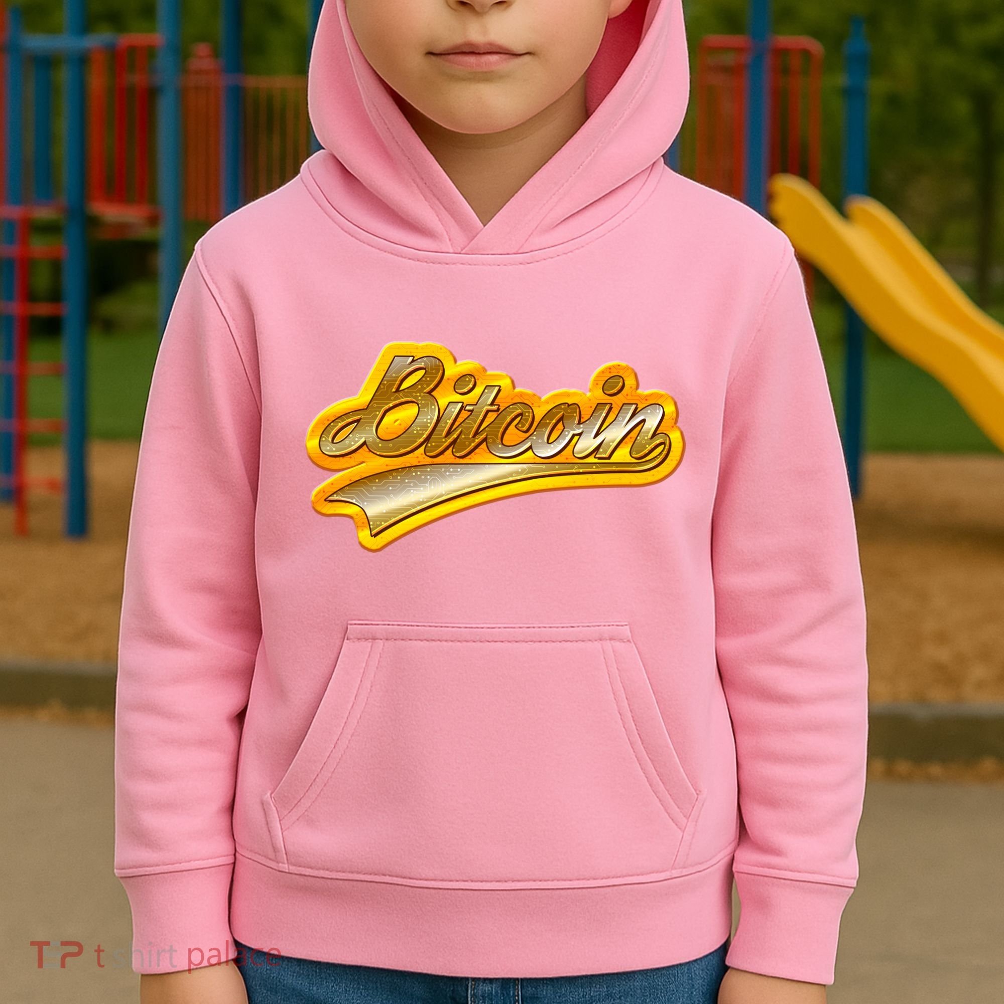 Sporty Style Gold Bitcoin Kids Hoodie