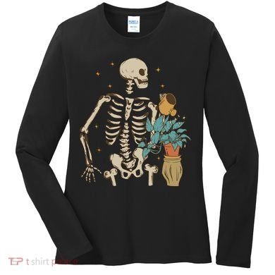 Skeleton Spring Garden Plant Women's Long Sleeve Shirt