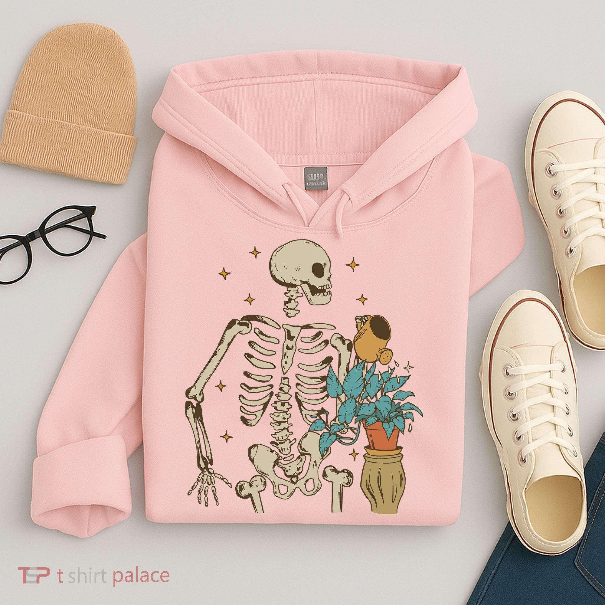 Skeleton Spring Garden Plant Hoodie