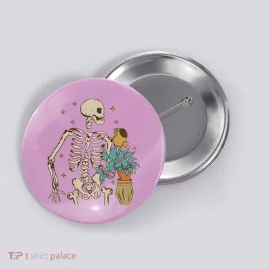 Skeleton Spring Garden Plant Button