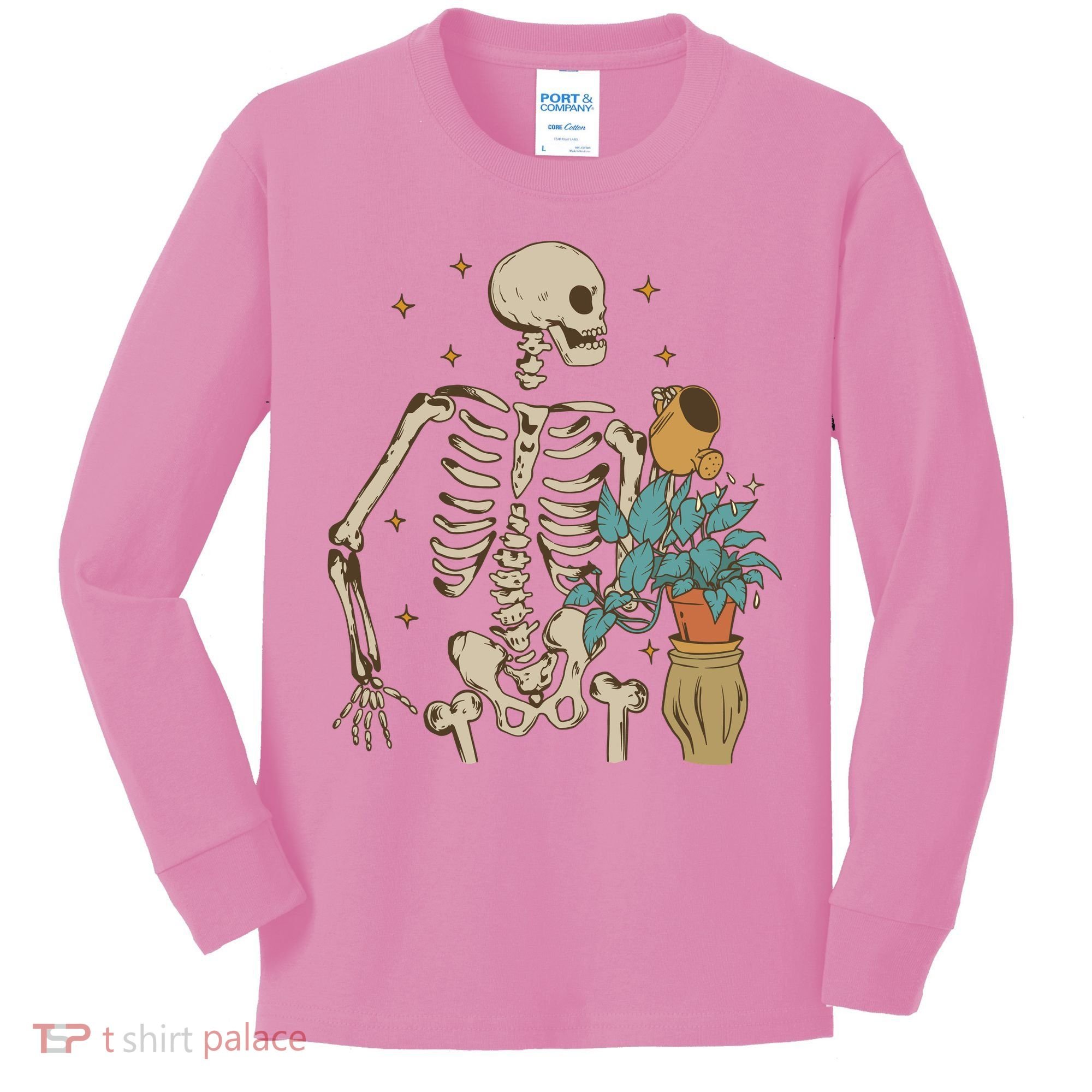 Skeleton Spring Garden Plant Kids Long Sleeve Shirt