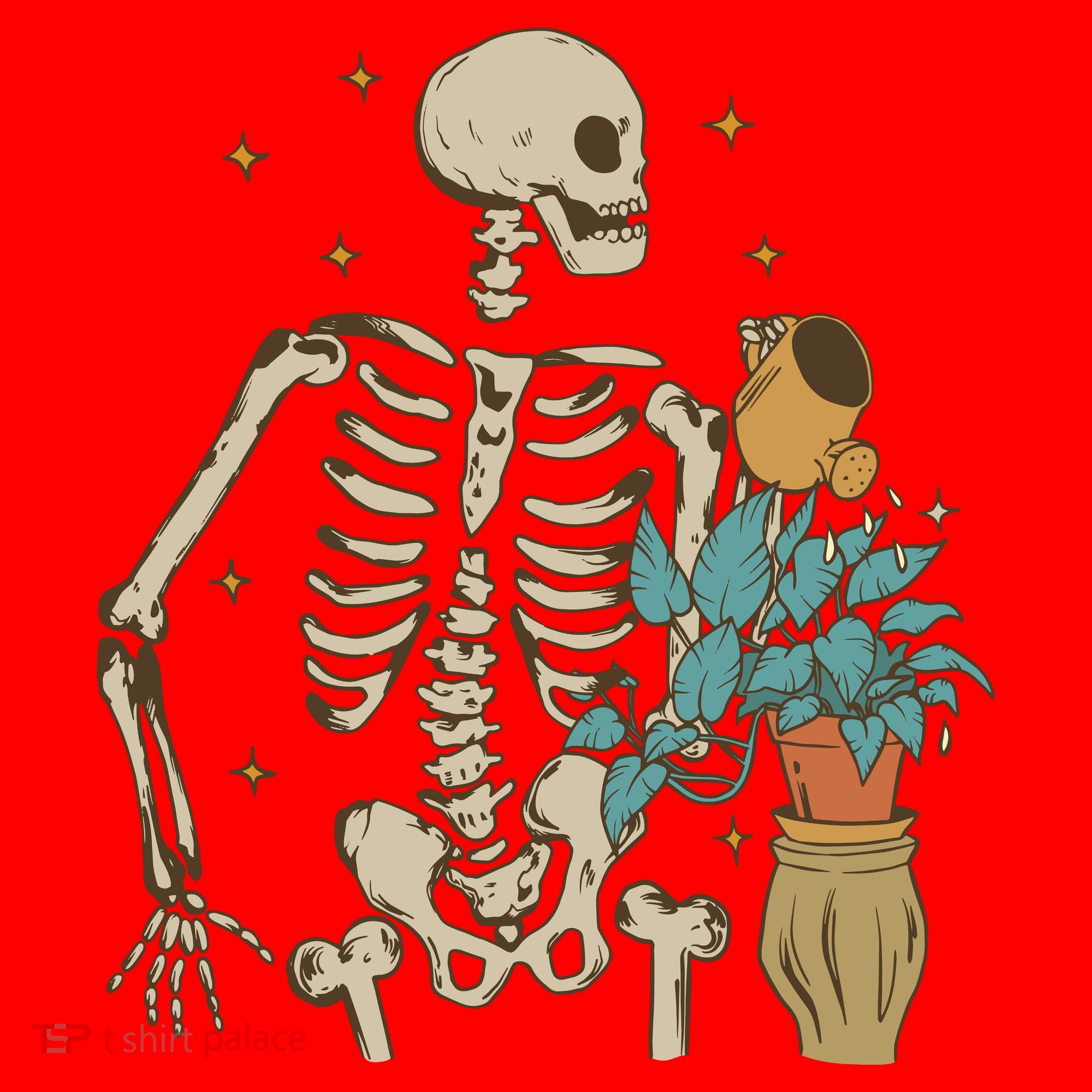 Skeleton Spring Garden Plant Santa Hat