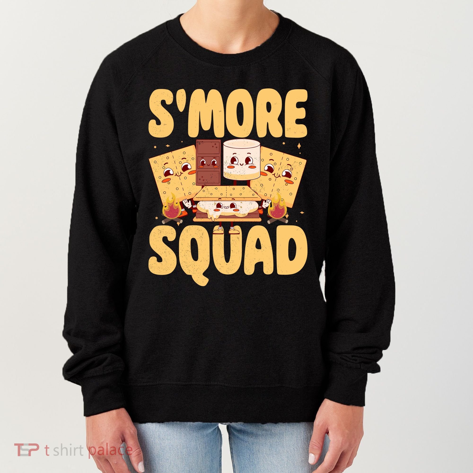Smore Squad Groovy Smore Chocolate Marshmallow Camping Team Women's Sweatshirt