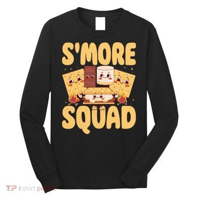 Smore Squad Groovy Smore Chocolate Marshmallow Camping Team Long Sleeve Shirt