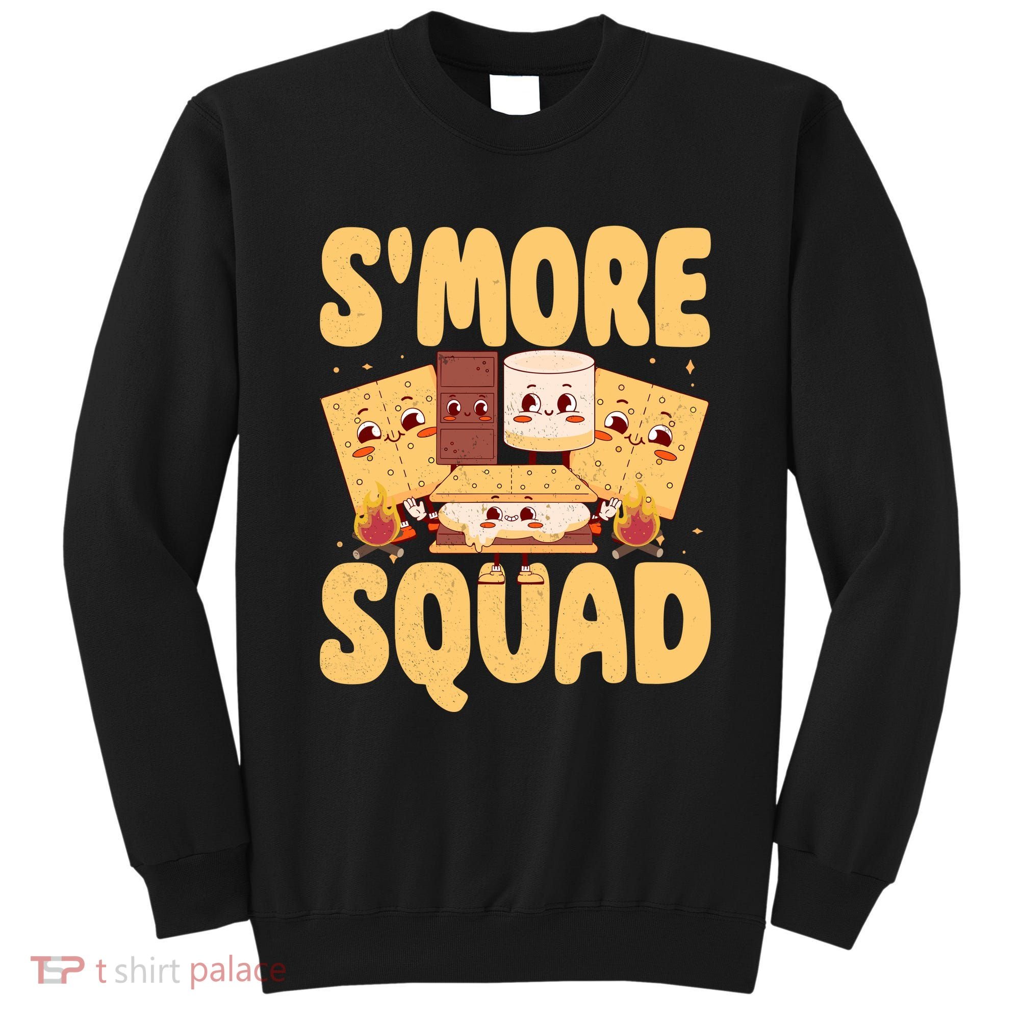 Smore Squad Groovy Smore Chocolate Marshmallow Camping Team Sweatshirt