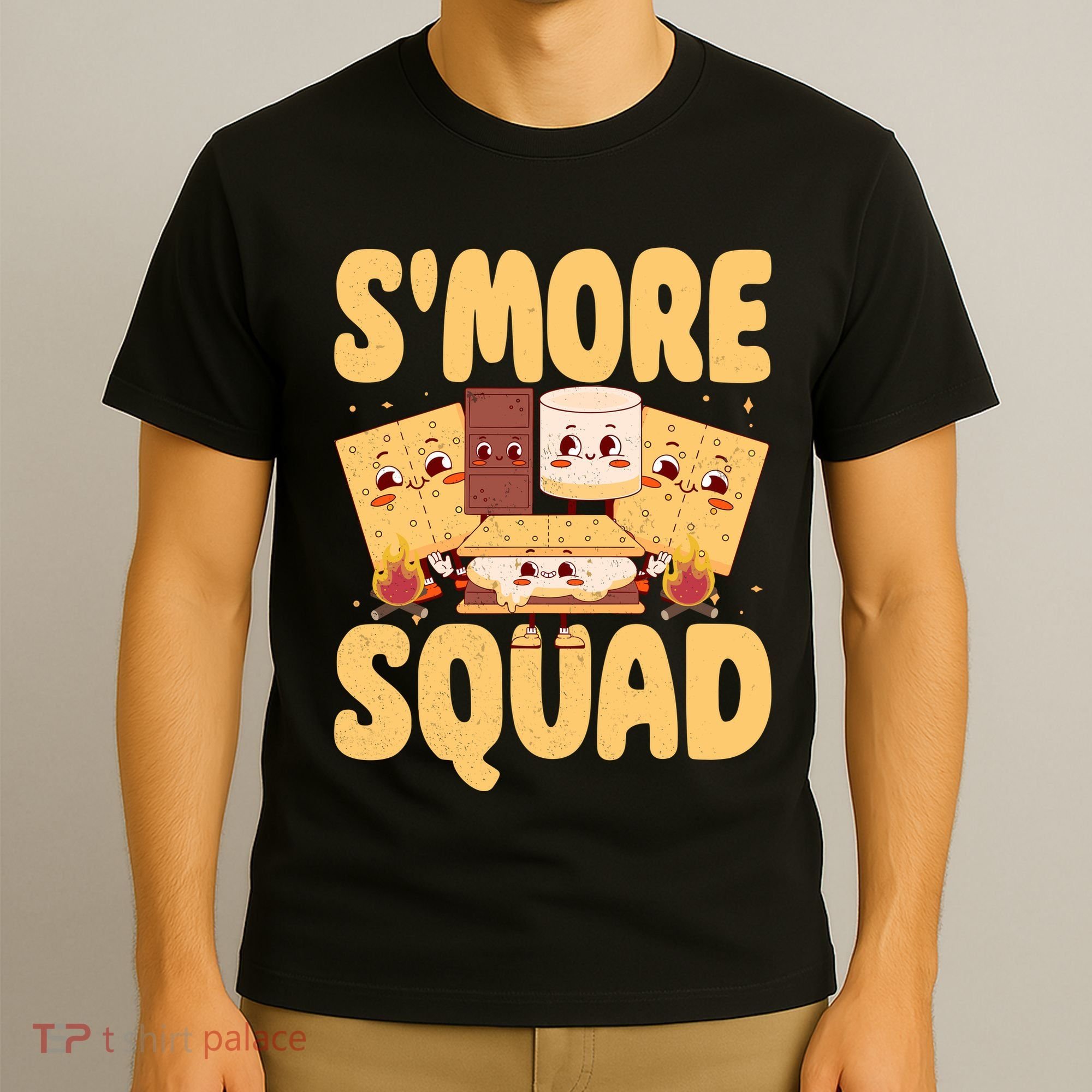 Smore Squad Groovy Smore Chocolate Marshmallow Camping Team T-Shirt