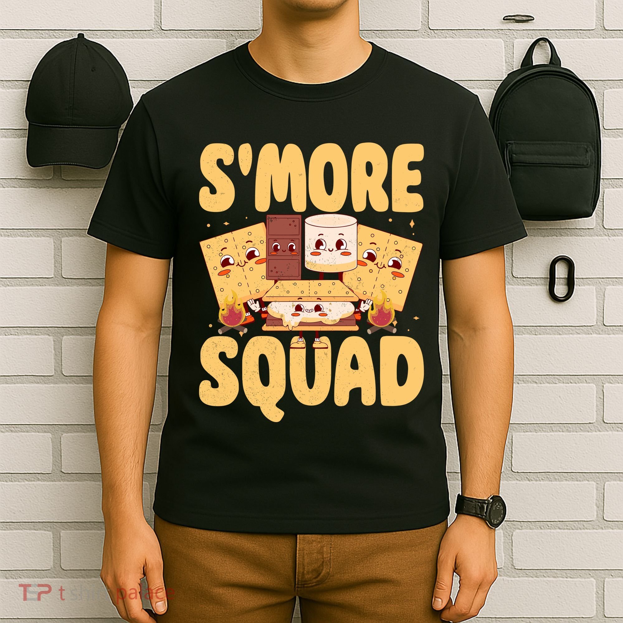 Smore Squad Groovy Smore Chocolate Marshmallow Camping Team T-Shirt