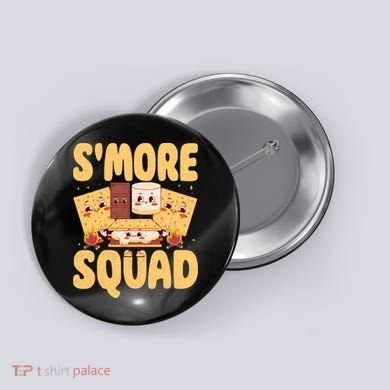 Smore Squad Groovy Smore Chocolate Marshmallow Camping Team Button