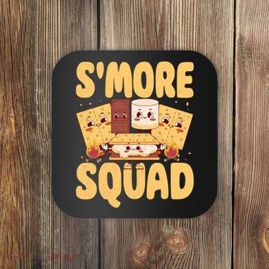 Smore Squad Groovy Smore Chocolate Marshmallow Camping Team Coaster