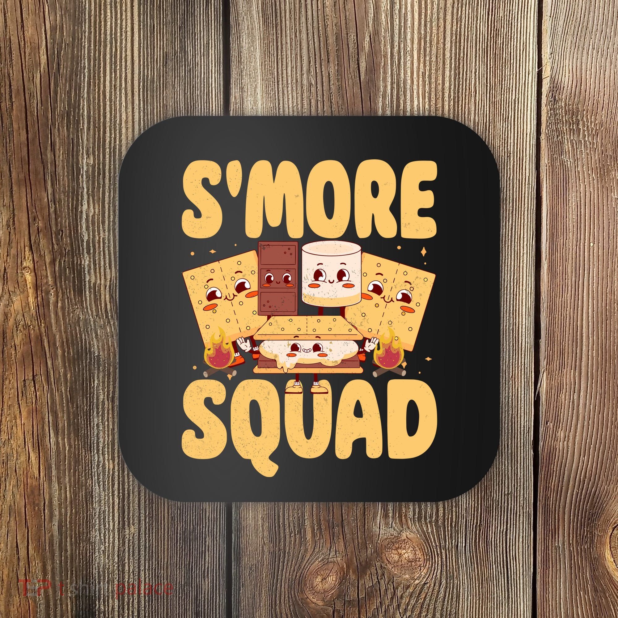 Smore Squad Groovy Smore Chocolate Marshmallow Camping Team Coaster