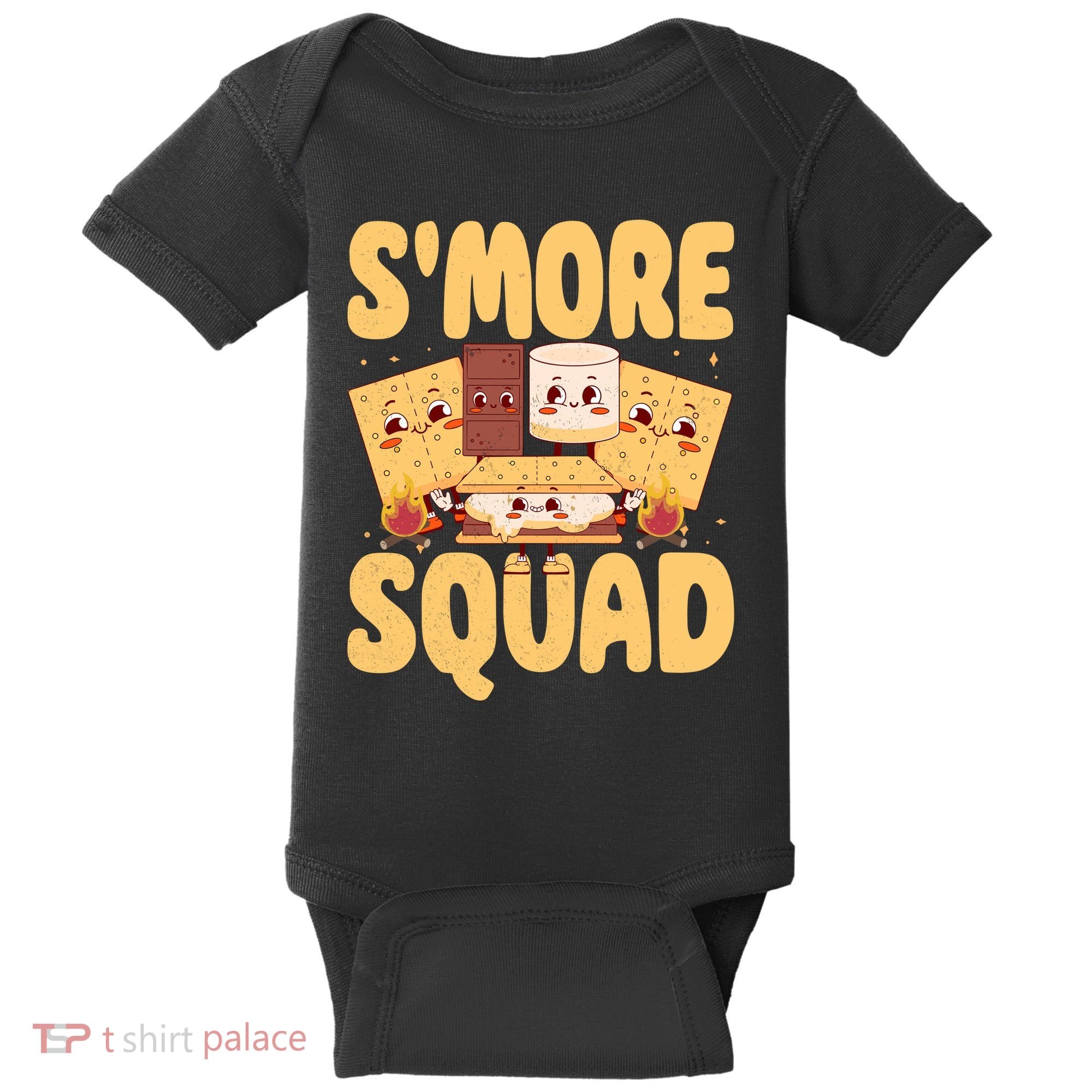Smore Squad Groovy Smore Chocolate Marshmallow Camping Team Baby Bodysuit