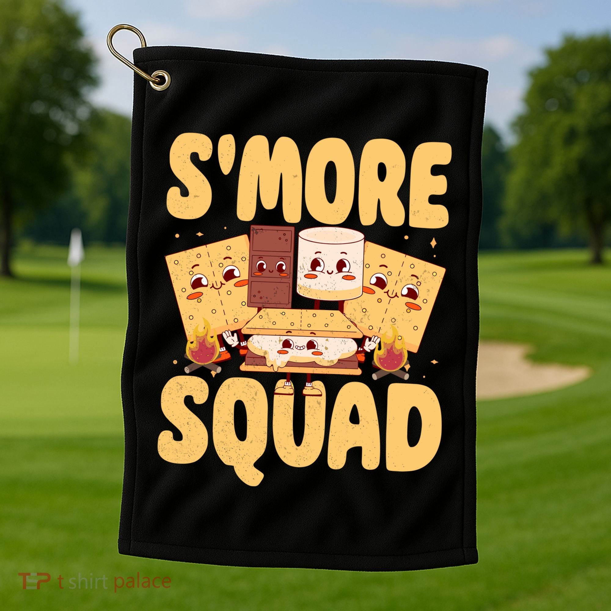 Smore Squad Groovy Smore Chocolate Marshmallow Camping Team Golf Towel