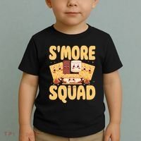 Smore Squad Groovy Smore Chocolate Marshmallow Camping Team Toddler T-Shirt thumb 2