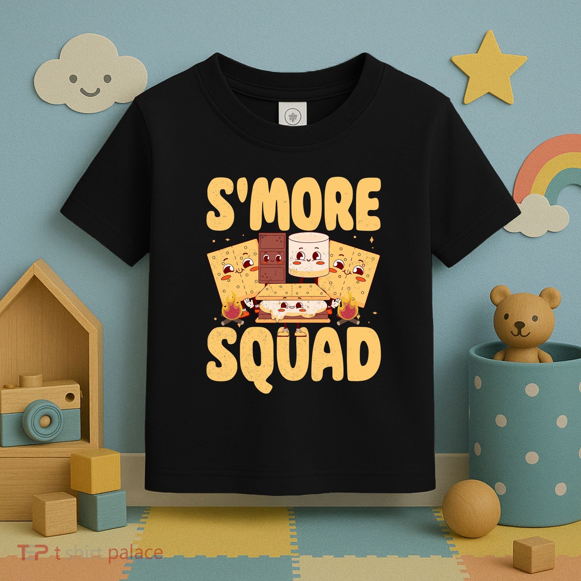 Smore Squad Groovy Smore Chocolate Marshmallow Camping Team Toddler T-Shirt