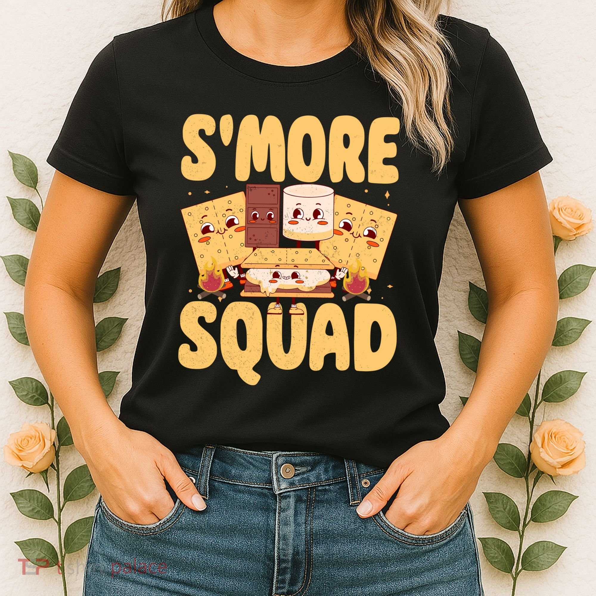 Smore Squad Groovy Smore Chocolate Marshmallow Camping Team Women's T-Shirt