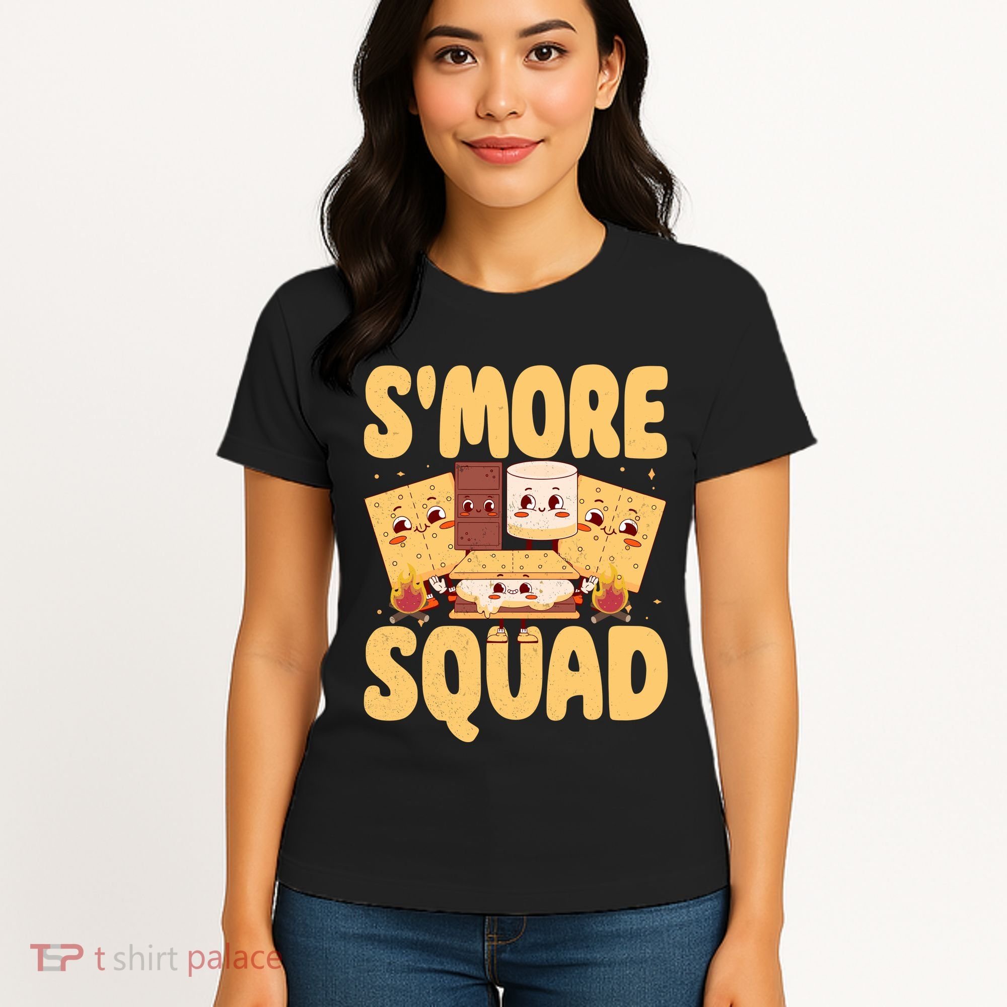 Smore Squad Groovy Smore Chocolate Marshmallow Camping Team Women's T-Shirt