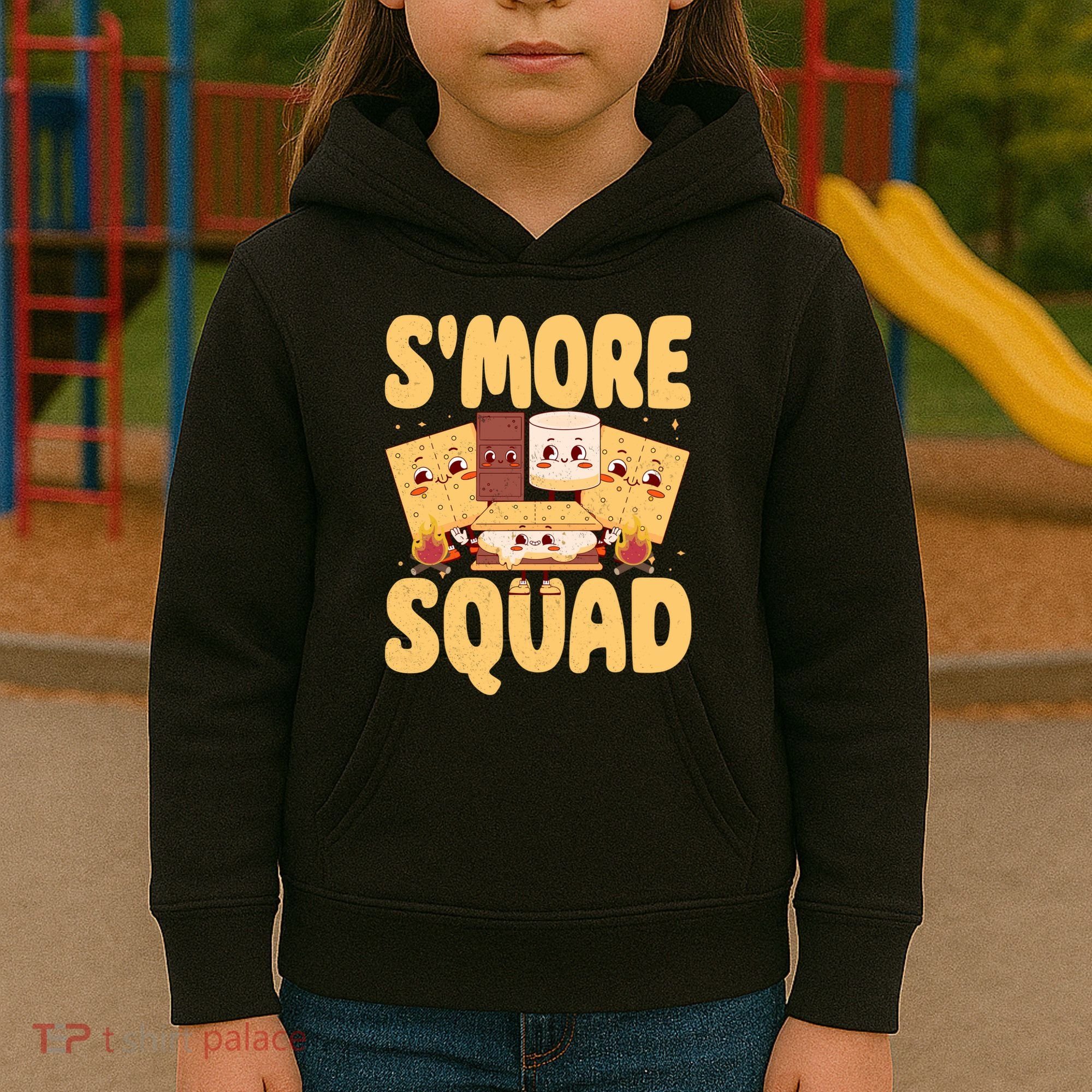 Smore Squad Groovy Smore Chocolate Marshmallow Camping Team Kids Hoodie