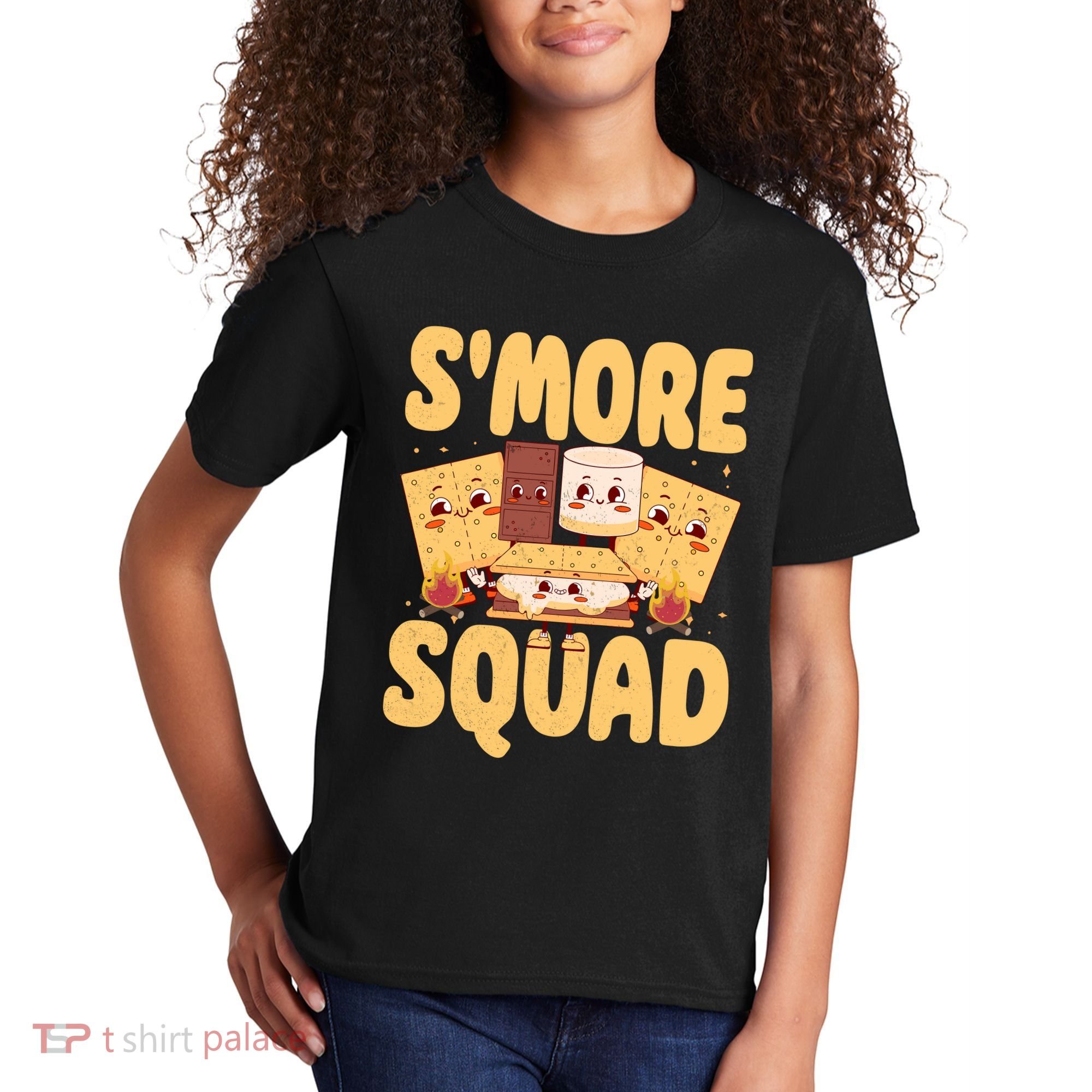 Smore Squad Groovy Smore Chocolate Marshmallow Camping Team Kids T-Shirt