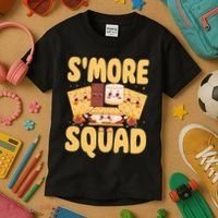 Smore Squad Groovy Smore Chocolate Marshmallow Camping Team Kids T-Shirt thumb 3